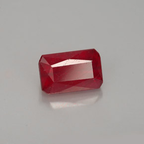 Rubino naturale rosso da 1,31 ct, taglio smeraldo, VS-SI
