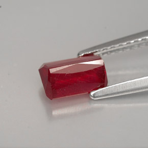 Rubino naturale rosso da 1,31 ct, taglio smeraldo, VS-SI