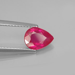 Rubino naturale rosso da 1,63 ct, taglio a pera, VS-SI