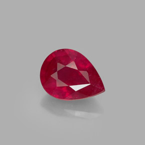 Rubino naturale rosso da 1,58 ct, taglio a pera, SI