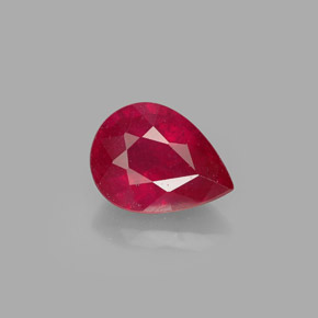 Rubino naturale rosso da 1,54 ct, taglio a pera, SI