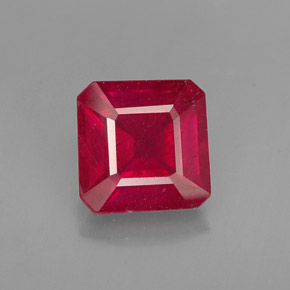 Rubino naturale rosso da 1,65 ct, taglio smeraldo, VS-SI