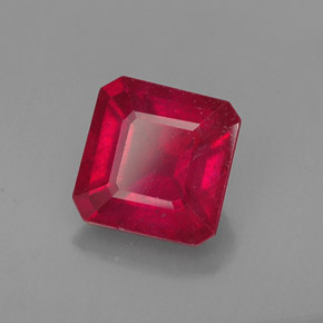 Rubino naturale rosso da 1,65 ct, taglio smeraldo, VS-SI