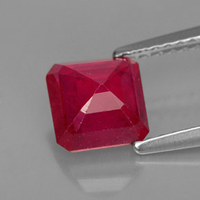 Rubino naturale rosso da 1,65 ct, taglio smeraldo, VS-SI