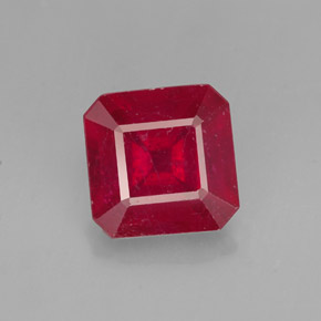 Rubino naturale rosso da 1,59 ct, taglio smeraldo, VS-SI
