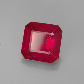 Rubino naturale rosso da 1,59 ct, taglio smeraldo, VS-SI