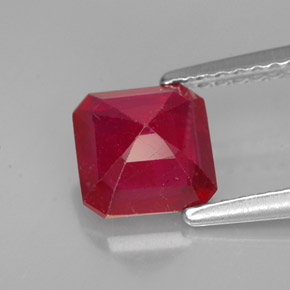 Rubino naturale rosso da 1,59 ct, taglio smeraldo, VS-SI