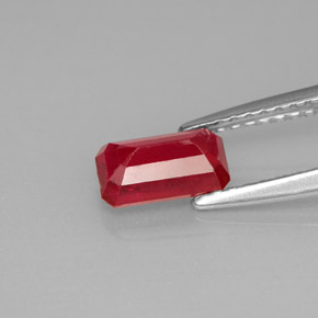 Rubino naturale rosso da 1,12 ct, taglio smeraldo, VS-SI