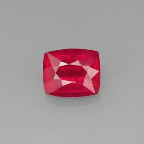 Rubino naturale rosso da 1,42 ct, taglio a cuscino, VS-SI