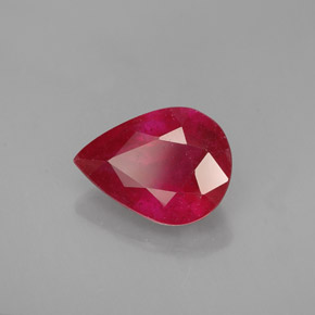 Rubino naturale rosso da 1,93 ct, taglio a pera, SI
