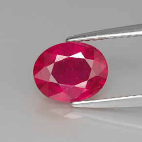 Rubino naturale rosso da 1,93 ct, taglio ovale, SI