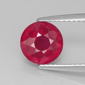 Rubino naturale rosso da 1,90 ct, taglio rotondo, SI-I1