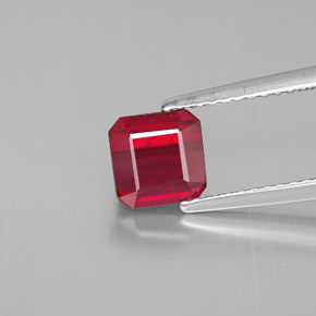 Rubino naturale rosso da 1,49 ct, taglio smeraldo, SI