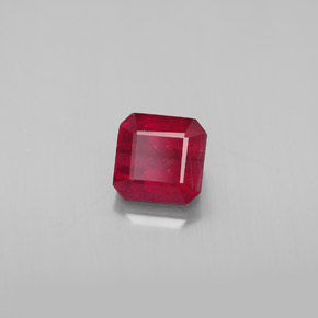Rubino naturale rosso da 1,74 ct, taglio smeraldo, SI