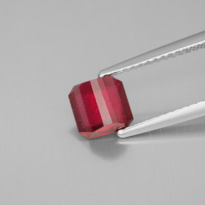 Rubino naturale rosso da 1,38 ct, taglio smeraldo, SI