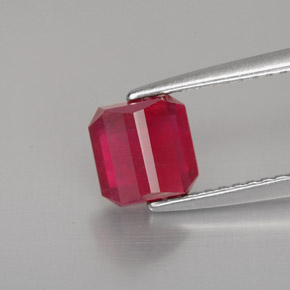 Rubino naturale rosso da 1,56 ct, taglio smeraldo, SI