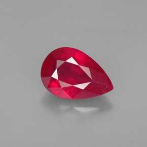 Rubino naturale rosso da 4,60 ct, taglio a pera, SI
