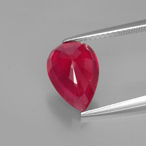 Rubino naturale rosso da 4,60 ct, taglio a pera, SI