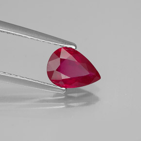 Rubino naturale rosso da 1,07 ct, taglio a pera, SI
