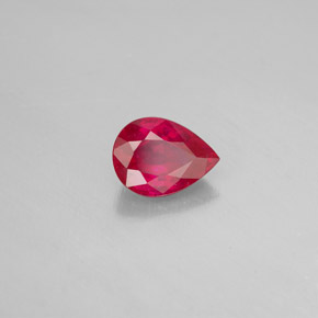 Rubino naturale rosso da 1,44 ct, taglio a pera, SI