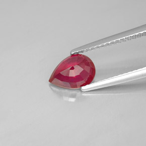 Rubino naturale rosso da 1,44 ct, taglio a pera, SI