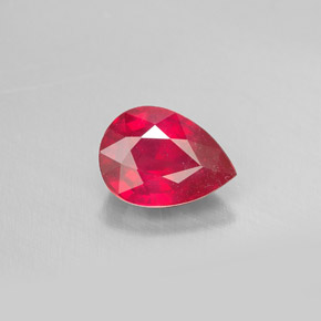 Rubino naturale rosso da 1,67 ct, taglio a pera, SI