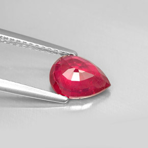 Rubino naturale rosso da 1,67 ct, taglio a pera, SI