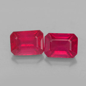 Rubino naturale rosso da  ct, taglio smeraldo, VS-SI