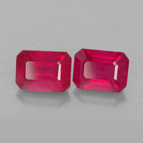 Rubino naturale rosso da  ct, taglio smeraldo, VS-SI