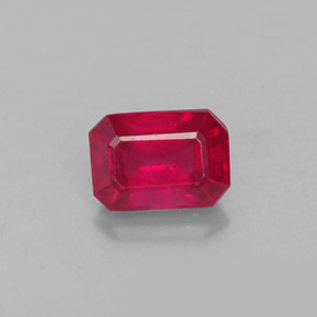 Rubino naturale rosso da 1,30 ct, taglio smeraldo, VS-SI