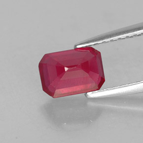 Rubino naturale rosso da 1,30 ct, taglio smeraldo, VS-SI