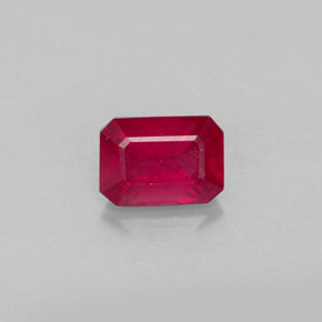 Rubino naturale rosso da 1,37 ct, taglio smeraldo, VS-SI