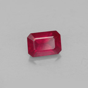 Rubino naturale rosso da 1,37 ct, taglio smeraldo, VS-SI