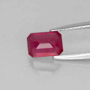 Rubino naturale rosso da 1,37 ct, taglio smeraldo, VS-SI