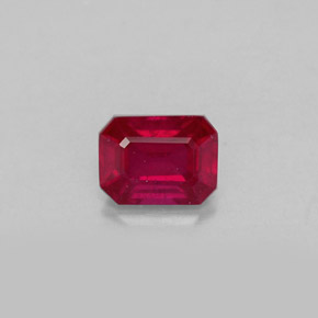Rubino naturale rosso da 1,24 ct, taglio smeraldo, SI