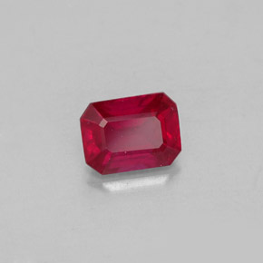 Rubino naturale rosso da 1,24 ct, taglio smeraldo, SI