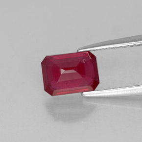 Rubino naturale rosso da 1,40 ct, taglio smeraldo, SI