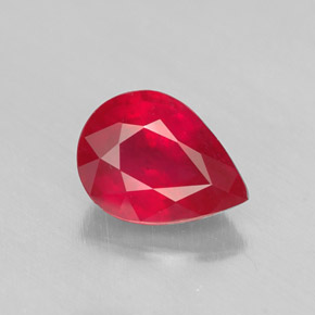 Rubino naturale rosso da 1,36 ct, taglio a pera, SI