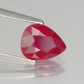 Rubino naturale rosso da 1,44 ct, taglio a pera, SI