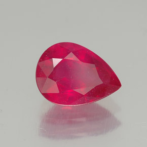Rubino naturale rosso da 1,58 ct, taglio a pera, SI
