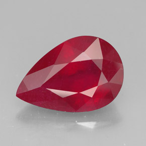 Rubino naturale rosso da 3,68 ct, taglio a pera, SI