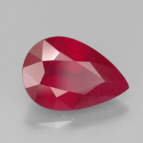 Rubino naturale rosso da 3,68 ct, taglio a pera, SI