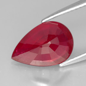 Rubino naturale rosso da 3,68 ct, taglio a pera, SI