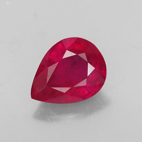 Rubino naturale rosso da 2,06 ct, taglio a pera, SI
