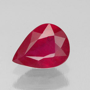 Rubino naturale rosso da 1,94 ct, taglio a pera, SI
