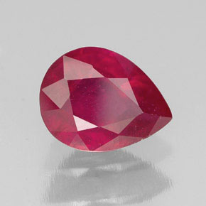 Rubino naturale rosso da 2,14 ct, taglio a pera, SI