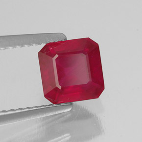 Rubino naturale rosso da 1,64 ct, taglio smeraldo, SI