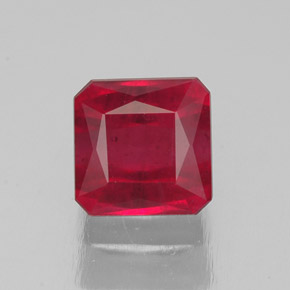 Rubino naturale rosso da 2,08 ct, taglio smeraldo, SI