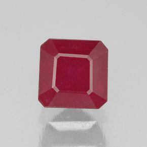 Rubino naturale rosso da 1,90 ct, taglio smeraldo, SI