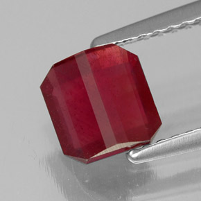 Rubino naturale rosso da 1,47 ct, taglio smeraldo, SI